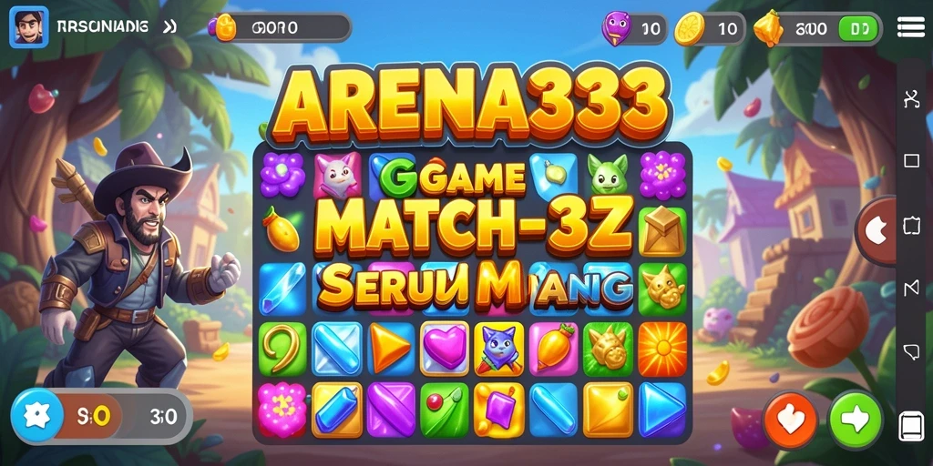 Tampilan gameplay ARENA333 dengan kombinasi permata warna-warni.