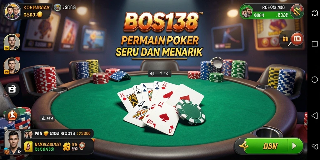 Screenshot gameplay BOS138 yang menampilkan momen mendebarkan di Poker.