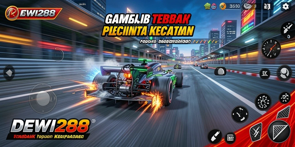 Tangkapan layar gameplay DEWI288 menampilkan aksi balap seru.