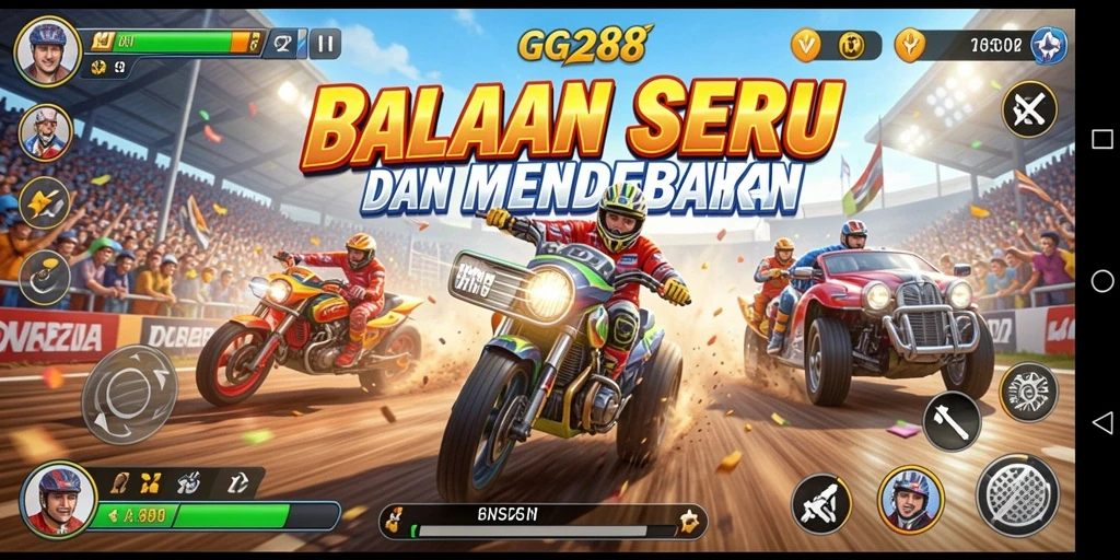 Gameplay GG288 yang menegangkan dan penuh aksi balapan.