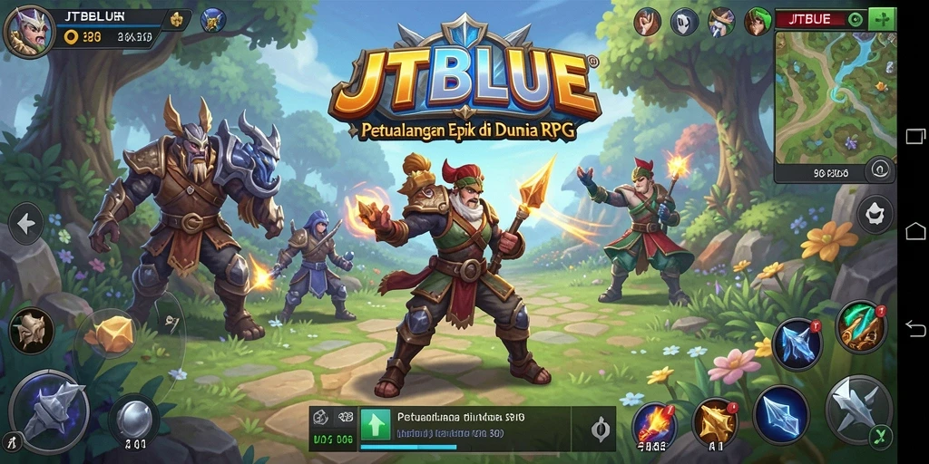 Gameplay JTBLUE yang mendebarkan dengan karakter dan dunia yang berwarna.