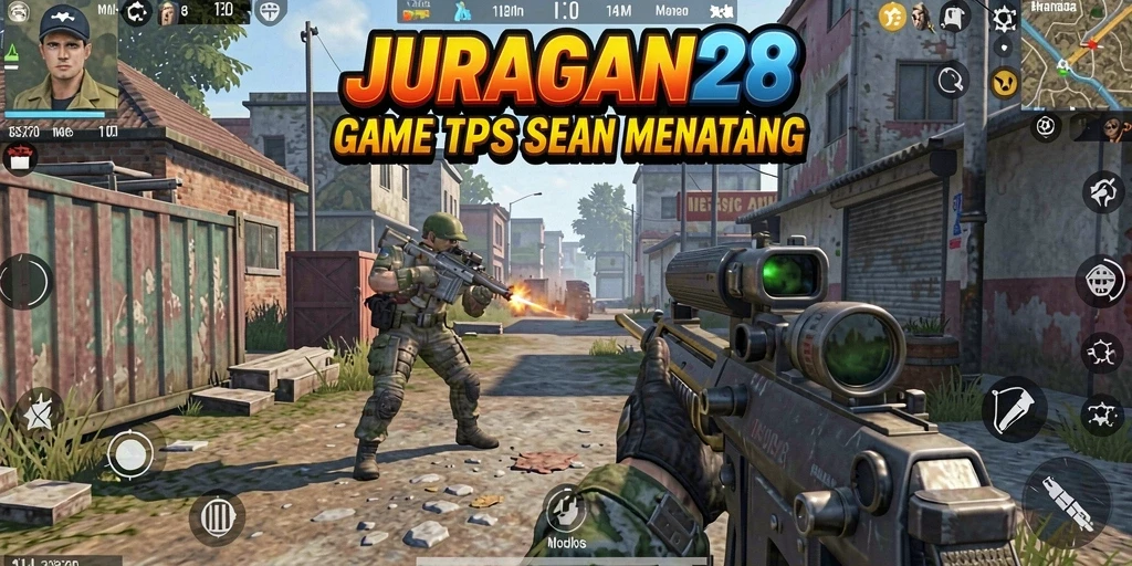 Screenshot utama menampilkan aksi intens dalam gameplay TPS.