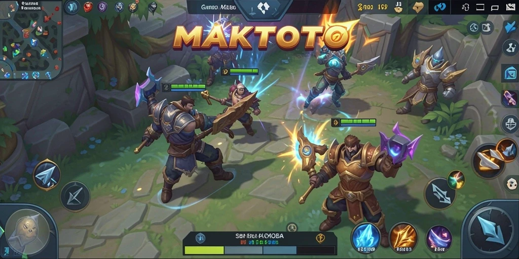 Tangkapan layar utama gameplay MOBA yang mendebarkan di MAKTOTO.