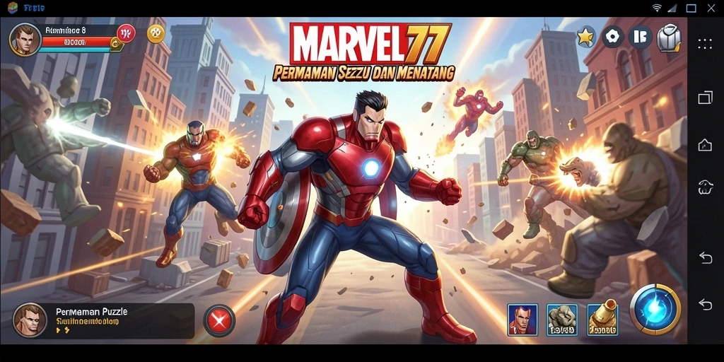 Screenshot utama menunjukkan gameplay menantang dari MARVEL77.