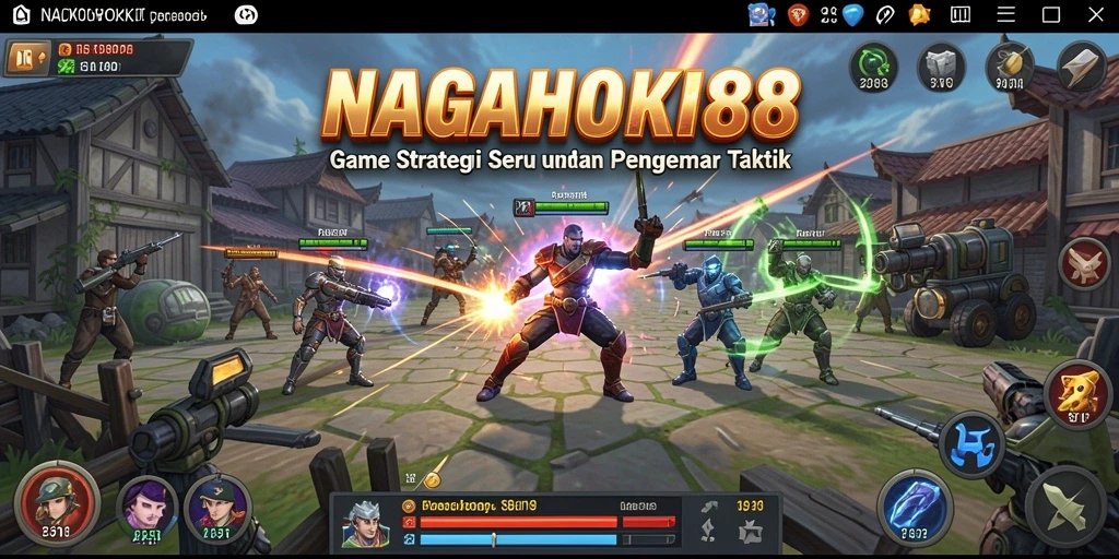 Screenshot gameplay NAGAHOKI88 menampilkan pertempuran yang epik dan strategis.