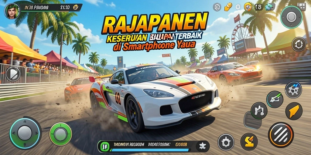 Tampilan menarik dari gameplay balap RAJAPANEN yang seru.