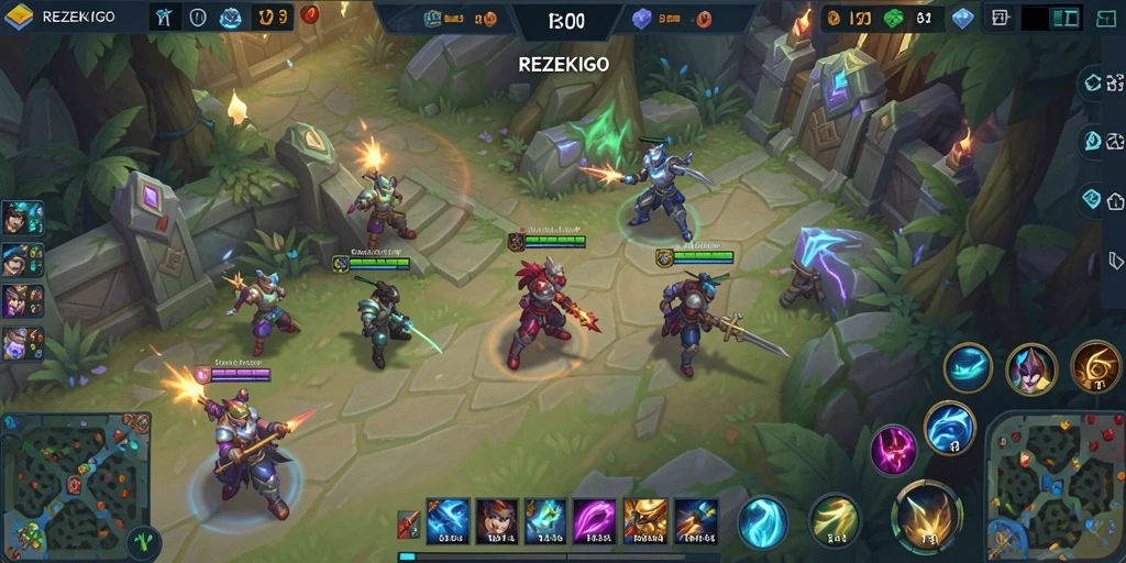 Tampilan gameplay seru di arena MOBA REZEKIGO.