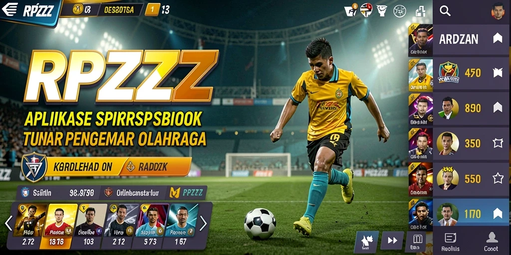 Screenshot utama RPZZZ menunjukkan antarmuka aplikasi Sportsbook yang menarik.