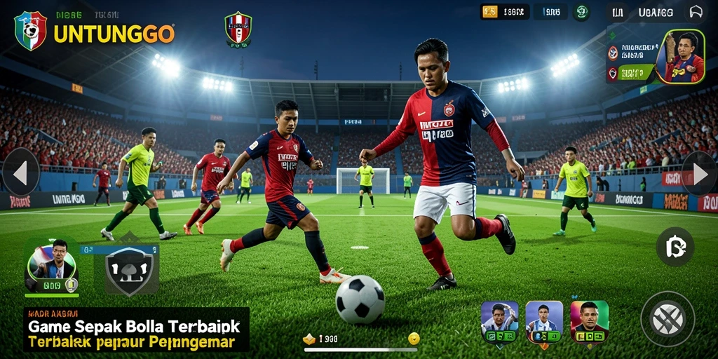 Tangkapan layar UNTUNGGO menampilkan aksi seru di lapangan sepak bola.